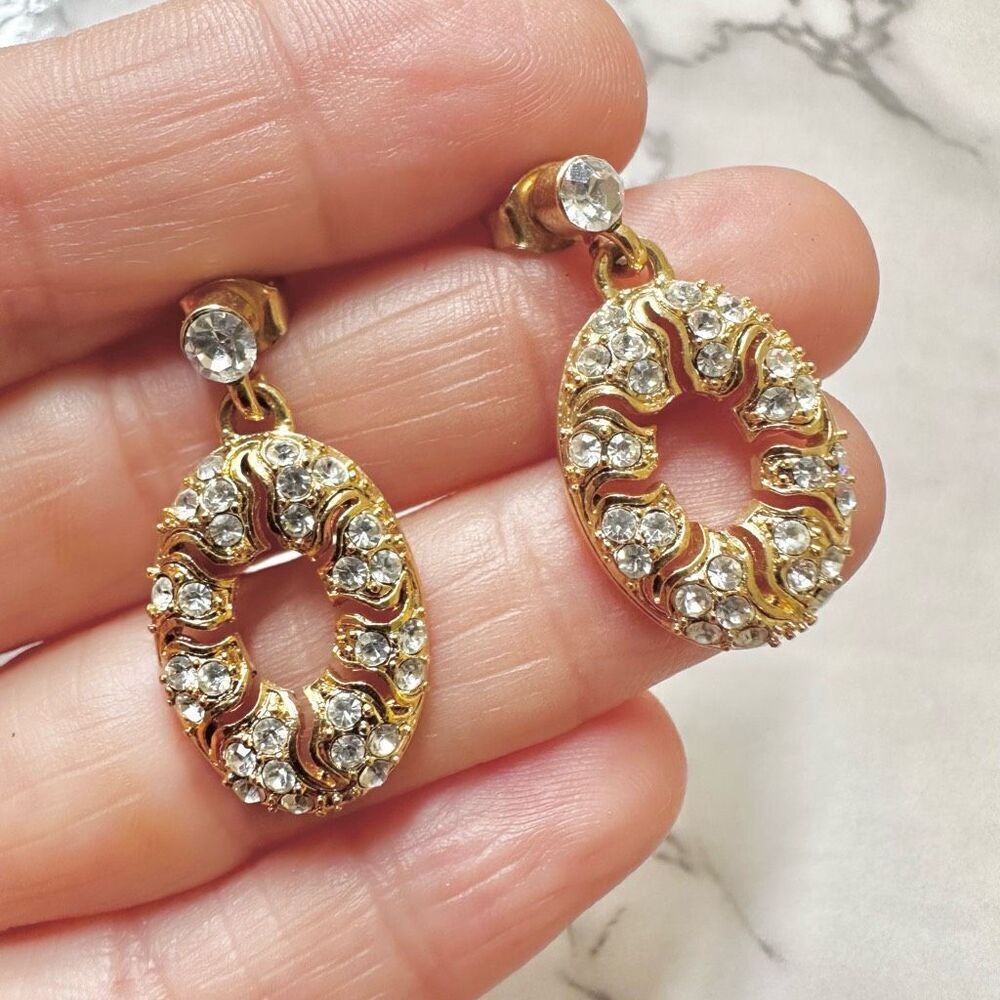 Gold tone rhinestone earrings